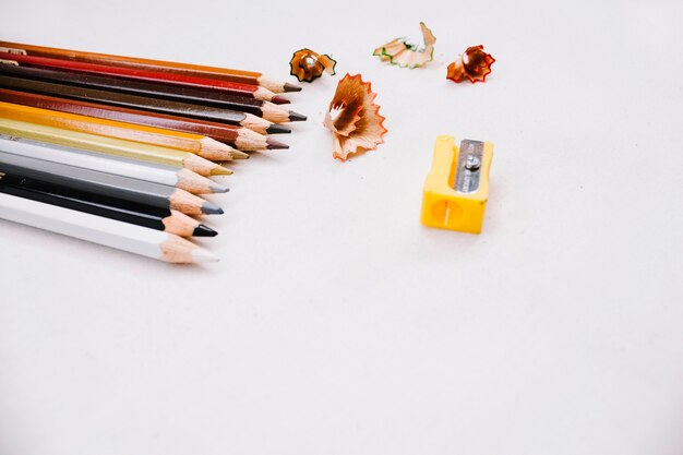 Colored pencils and sharpener