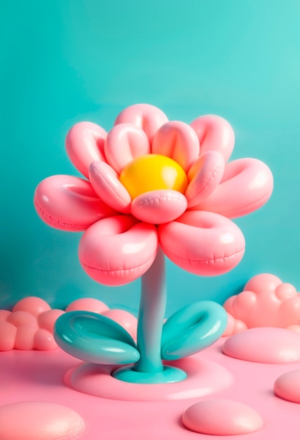 Free photo colorful 3d inflatable pastel flower background