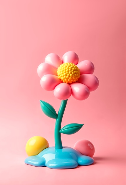 Free photo colorful 3d inflatable pastel flower background