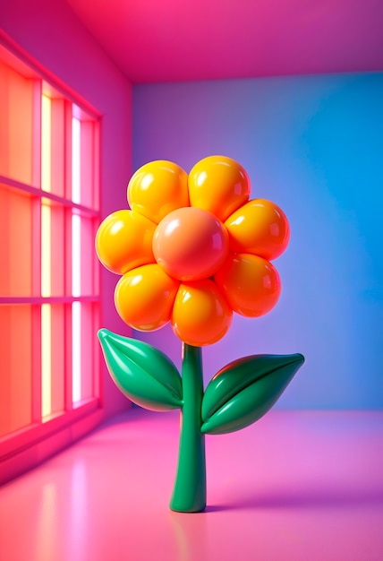 Colorful 3d inflatable pastel flower background