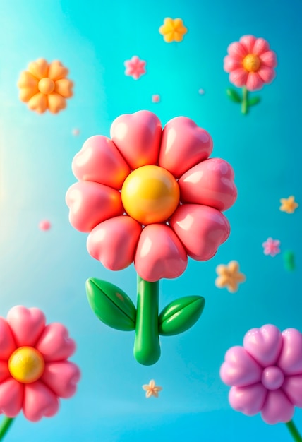 Colorful 3d inflatable pastel flower background