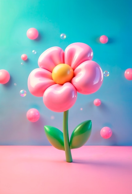 Colorful 3d inflatable pastel flower background