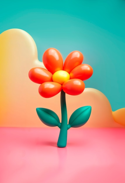 Free Photo colorful 3d inflatable pastel flower background