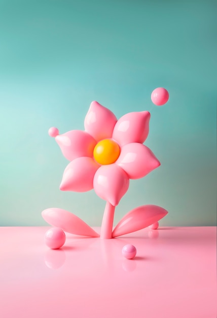 Free photo colorful 3d inflatable pastel flower background