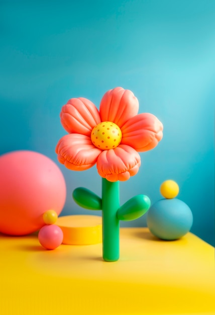 Free Photo colorful 3d inflatable pastel flower background