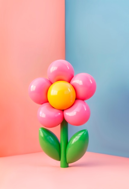 Colorful 3d inflatable pastel flower background