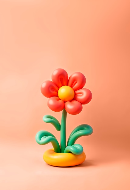 Free Photo colorful 3d inflatable pastel flower background