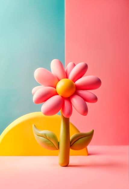 Free Photo colorful 3d inflatable pastel flower background