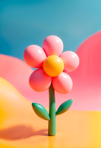 Free Photo colorful 3d inflatable pastel flower background