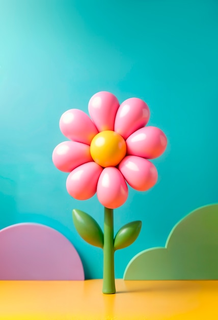 Colorful 3d inflatable pastel flower background