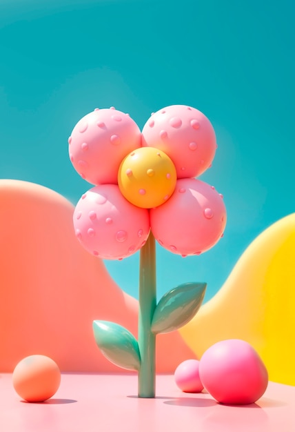 Free photo colorful 3d inflatable pastel flower background