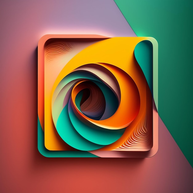 Free Photo a colorful 3d square with a green and orange background.