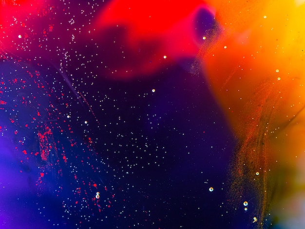 Colorful abstract background with paints and bubbles