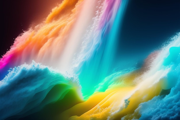 Free photo a colorful abstract painting with a rainbow background.