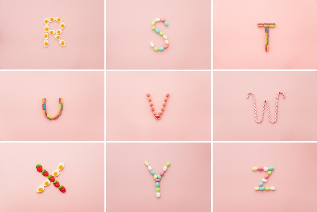 Free Photo colorful alphabet made of candy