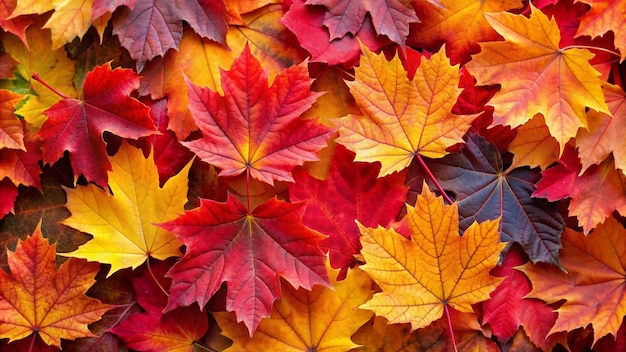 Free Photo colorful autumn leaves closeup