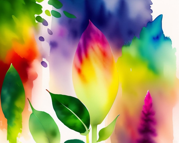 Free photo a colorful background with a leaf that says rainbow on it