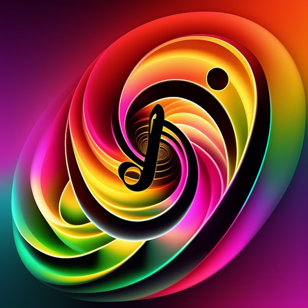 Free photo a colorful background with a treble clef and a spiral design.