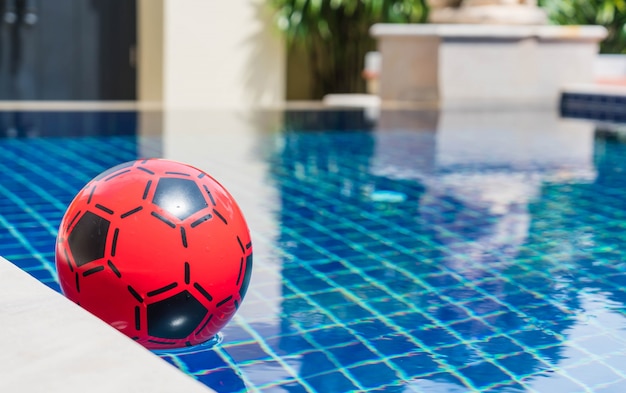 colorful ball floating in a swimming pool