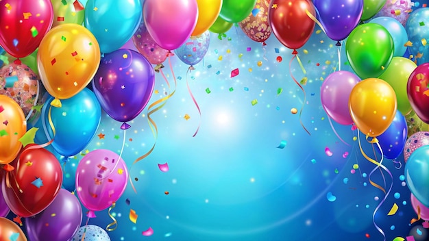 Colorful Balloons and Confetti Background