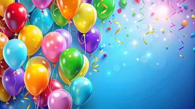 Free Photo colorful balloons and confetti on blue background