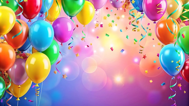 Free photo colorful balloons and confetti celebration background