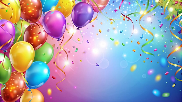 Free photo colorful balloons and confetti