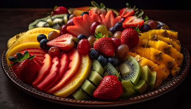 Free Photo a colorful berry salad perfect summer refreshment generated by ai