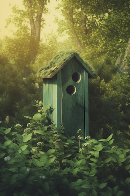 Free photo colorful bird house outdoors