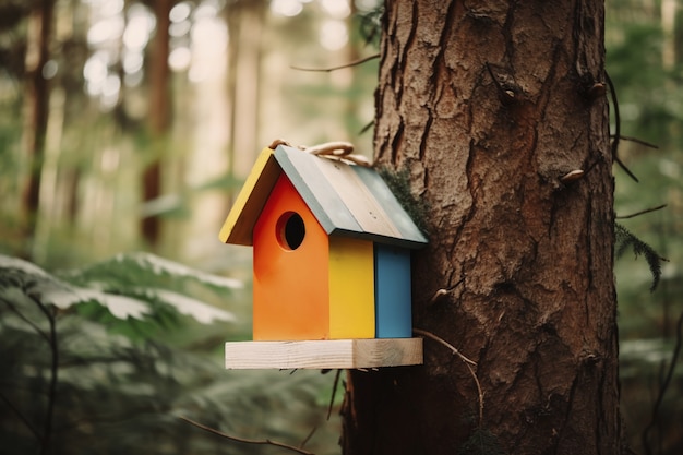 Free photo colorful bird house outdoors