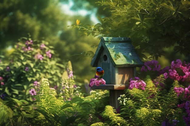 Free Photo colorful bird house outdoors