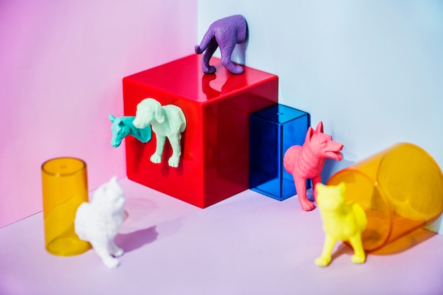 Colorful and bright miniature pet figures