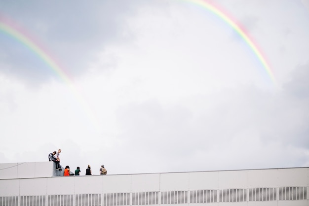 Free photo colorful bright rainbow in the sky