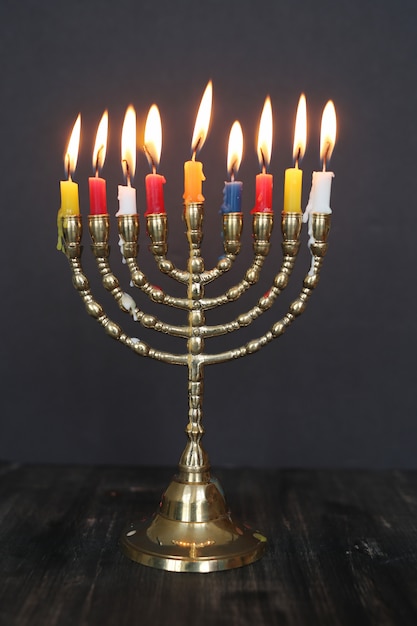 Free photo colorful candels, hanukkah