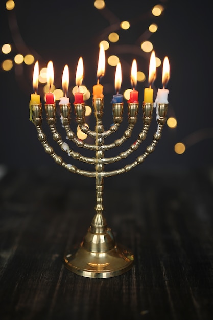 Free Photo colorful candels, hanukkah