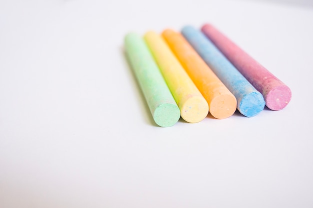 Colorful chalks in close-up