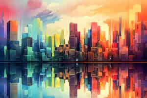 Free photo colorful cityscape abstract illustration