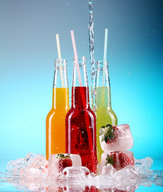 Free Photo colorful cocktails with ice