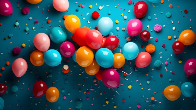 Free photo colorful confetti and balloons party celebration background