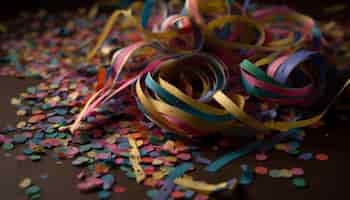 Free photo colorful confetti and streamers create a vibrant birthday celebration background generated by artificial intelligence