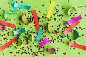 Free photo colorful confetti with colored paper strips