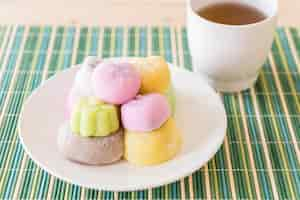 Free photo colorful dessert mochi