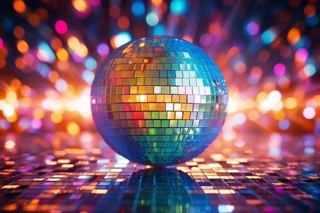 Free photo a colorful disco ball glams party events