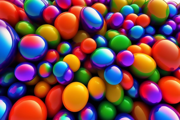 A colorful display of balloons with the word " rainbow " on the top.