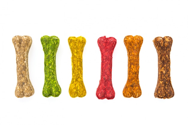 Colorful dog cookies with bone shape