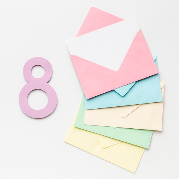 Free photo colorful envelopes on white background