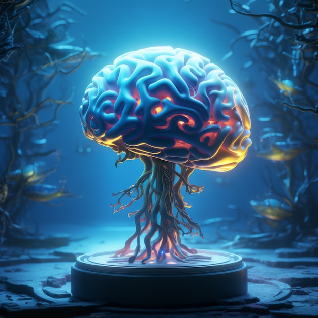 Free photo colorful fantastical depiction of the brain