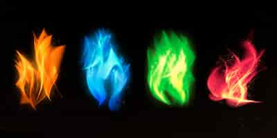 Free photo colorful fire flame graphic element set