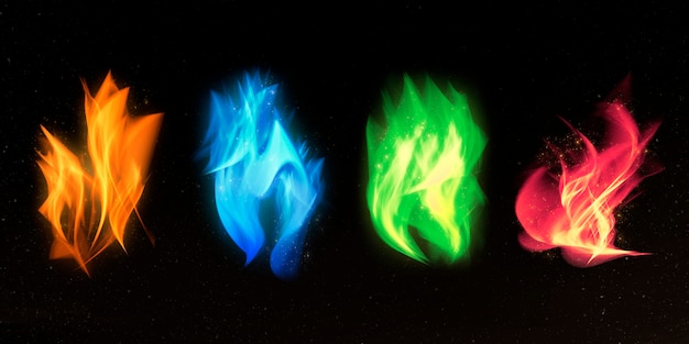 Free Photo colorful fire flame graphic element set