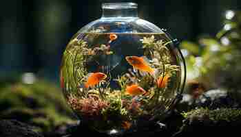 Free photo the colorful fish swim gracefully in the tranquil underwater garden generated by artificial intelligence